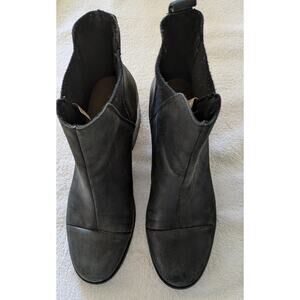 TOMS Women's Black Leather Boots, Size 8.5, Wedge, Booties, Ankle Boots, Casual